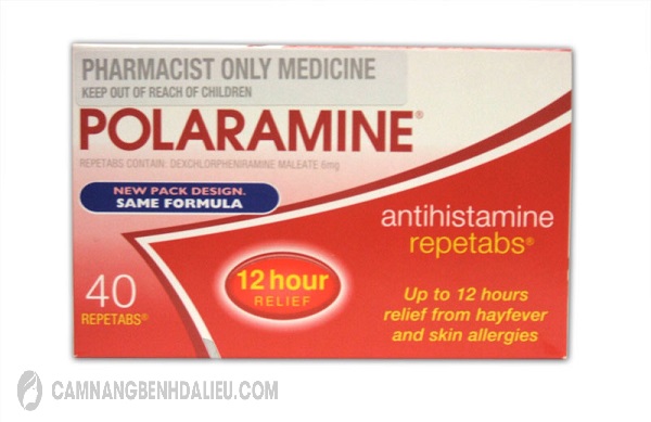 Thuốc Polaramine là thuốc biệt dược dùng trong điều trị dị ứng cơ địa, mề đay,...
